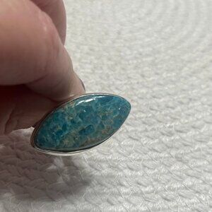 Gorgeous BLUE APATITE Handmade Sterling 925 Ring Size 7.25 #308E